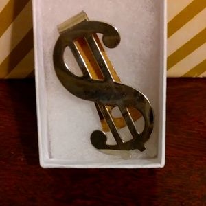 VINTAGE ...MENS GOLDTONE.."$MONEY" CLIP... SIZE SIZE...1"w x 2"l